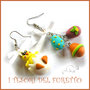 Orecchini " Pulcino e uova di  Pasqua " mod. ovetti turchese arancio rosa   ovetto  cioccolato Pasqua idea regalo fimo cernit premo kawaii donna ragazza 