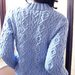 Handknit V - Neck - Aran Sweater in Blue - Cornflower - Size M/L 