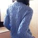 Handknit V - Neck - Aran Sweater in Blue - Cornflower - Size M/L 