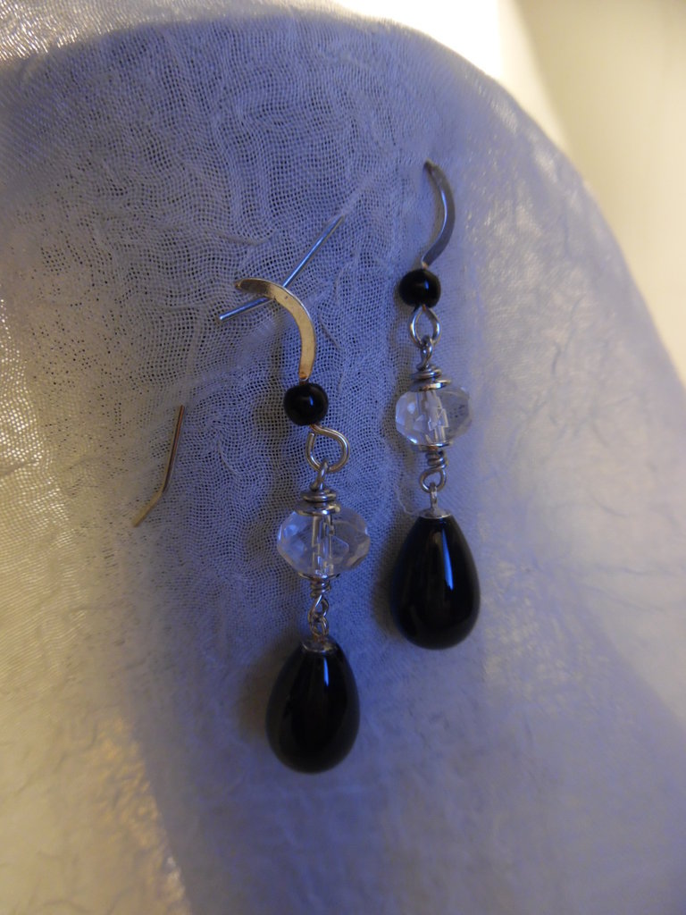 Earrings in 925 Silver with Rock Crystal Drop - Clear Quartz