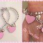 Braccialetti con cuore smaltato rosa