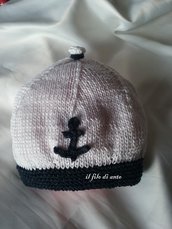Cappello/berretto bianco e blu alla marinara