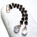 Ordine personalizzato - Orecchini lunghi perle nere e quarzo rosa