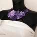 Collana kanzashi fatta a mano " Tanti fiori colore viola, rosa,lilla"