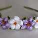Cerchietto con fiori kanzashi fatti a mano "tanti fiori lilla e bianco "1