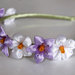 Cerchietto con fiori kanzashi fatti a mano "tanti fiori lilla e bianco "2