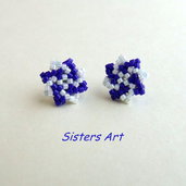 Orecchini a lobo "Twist azzurri" realizzati con perline Miyuki delica
