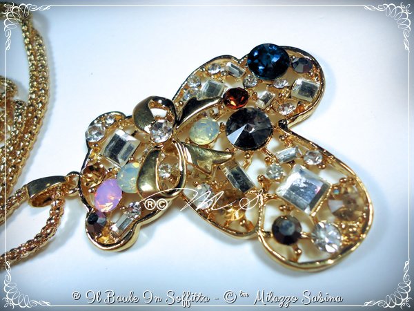 Collane con ciondolo a forma di orso a forma di cuore in ottone con strass per donna all'ingrosso
