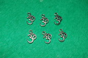 n. 6 charm ciondoli per bracciali collane orecchini  portafortuna buddha om buddhista yoga  argento tibetano