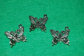 n. 3 charm ciondoli per bracciali collane orecchini farfalla portafortuna argento tibetano