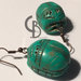 orecchini pendenti a scarebeo, scarabei verdi, stile antico egitto, idea regalo portafortuna, finta pietra dura tipo giada