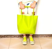 Maxi shopper in ecopelle verde 