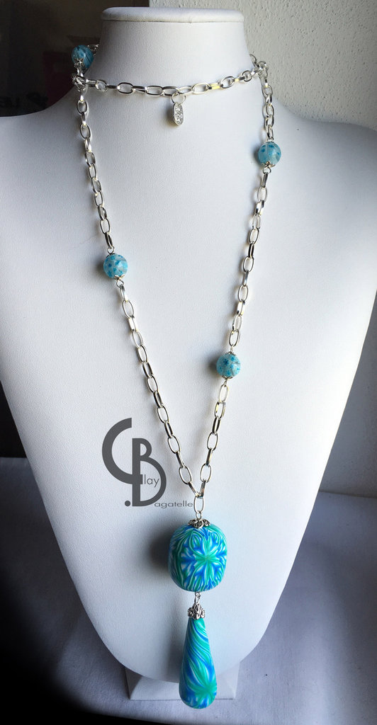 Collana Argento Strati Donna - Ciondolo Goccia Con Catena Regolabile - Foto 9