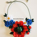 Collana kanzashi fatta a mano con fiori fiordaliso,papavero,margherite