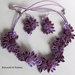 Collana con fiori kanzashi fatti a mano colore lilla
