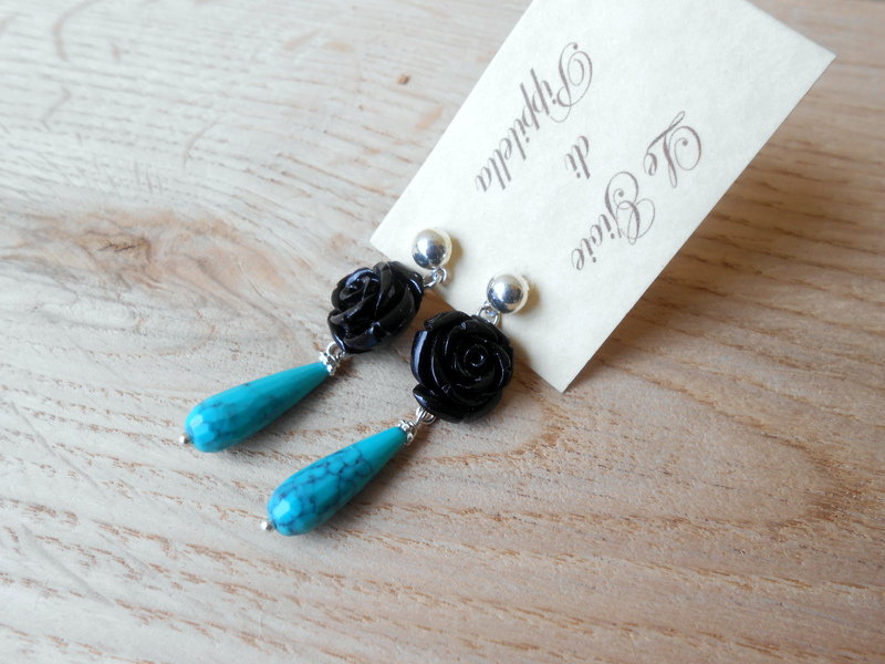 Orecchini Pendenti In Argento 925 Con Turchese Naturale A Goccia - Regalo Per Lei
