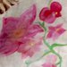  Runner da tavolo centrotavola  dipinta a mano ,protagonista l'orchidea rosa.