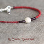 Bracciale semirigido rosso con perla - B.16.2016