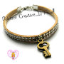 Bracciale Alcantara beige con strass e chiave color bronzo