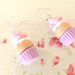  FIMO - PAIO DI ORECCHINI con CUP CAKES con ROSA colore LILLA idea regalo 