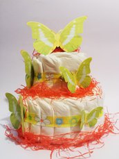 Torta Farfalle di pannolini- Idea regalo- nascita, compleanno, baby shower
