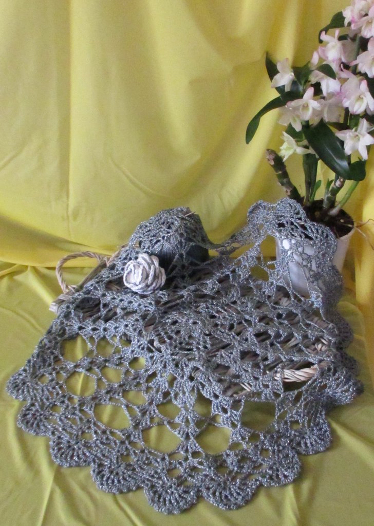 Centrino rotondo in pizzo, 61 x 61 cm, tovaglia classica con