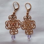 Orecchini Pendenti Lunghi Donna - Placcati Argento Con Cristallo Ovale Rosa Zaffiro E Calice Con Pietre Bianche - Confezione Regalo