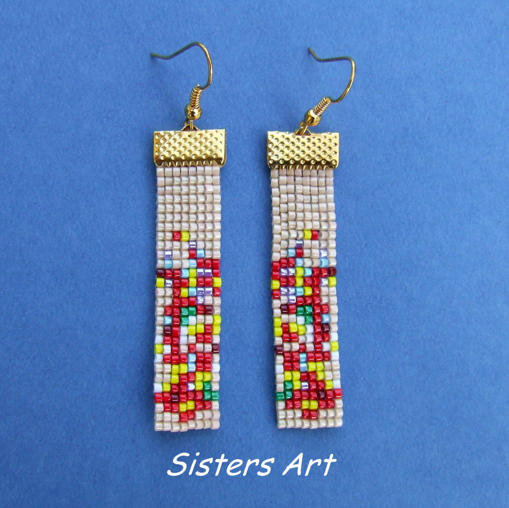 Boucles D'Oreilles Perles Miyuki Modèle Picasso - Argent 925 - Fait Main