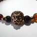 Bracciale testa di leone per uomo, color rame e  pietre dure agata