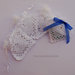 Bomboniere comunione sacchettini cuore a filet bianchi con nastrino blu - inserzione privata