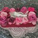 Scatola di feltro porta box per fazzoletti di carta rettangolare, bordò con fiori sul rosa