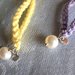 Girocollo/bracciale fatto a mano in cotone, argento e perle.