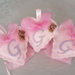 Bomboniera battesimo per bimba portaconfetti cuore in tessuto rosa, orsetto e lettera personalizzabile