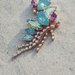 orecchini farfalla a lobo fatti a mano con simil cristalli in resina e catena strass, azzurro e fuxsia