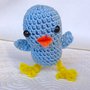 Uccellino azzurro amigurumi tenero e simpatico, fatto a mano all'uncinetto