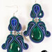 Orecchini pendendi eleganti in soutache con pietra verde fatti a mano - MARINE