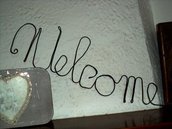 Scritta "Welcome"  in  fil di ferro,  da parete, ferro cotto nero,decorazione casa country shabby