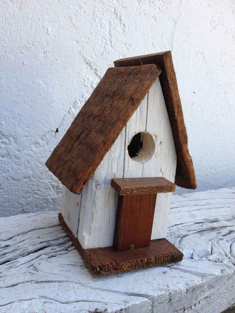 Glitzhome Casetta Per Uccelli In Legno A Tre Piani - Rustica Vintage, Alta 45,7 Cm, Con Pannello Posteriore Apri Bile Per Pulizia - 3
