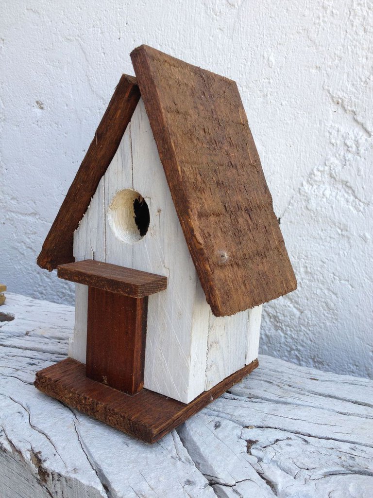 Luxus-Vogelhaus Casetta Per Uccelli In Legno Di Quercia Oliato, Con Cordino In Pelle Per Appenderla In Giardino