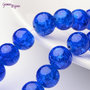 Lotto 10 perle tonde crackle 10mm blu