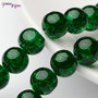 Lotto 10 perle tonde crackle 10mm verde foresta