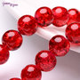 Lotto 10 perle tonde crackle 10mm rosso