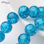 Lotto 10 perle tonde crackle 10mm azzurro
