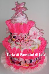 Torta di Pannolini Pampers 3 piani- idea regalo, originale ed utile, per nascite, battesimi e compleanni