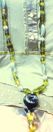 Collana vetro e cristallo ambra/ Amber glass crystal necklace