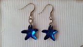 Orecchini pendenti con cristallo sw a forma di stella marina color bermuda blue