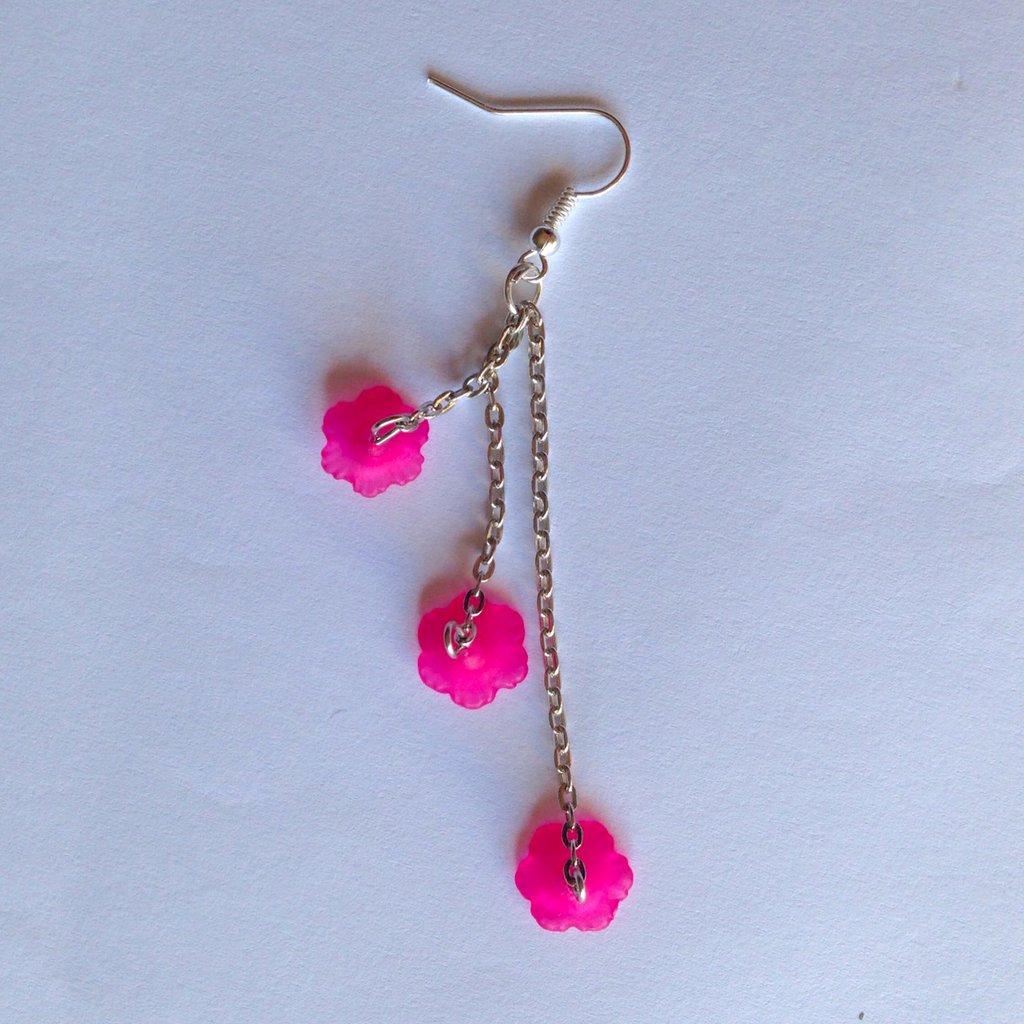 Parure Orecchini E Bracciale Chiacchierino, Pizzo Fucsia, Fatti A M Tipo Uncinetto Idea Regalo Donna Ragazza