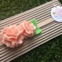 Fascia elastica per capelli in tono salmone a due pom pom by Little Rose Handmade