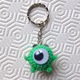 Portachiavi con Mike Wazowski amigurumi di Monsters and co, fatto a mano all'uncinetto 