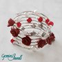 Bracciale armonico con roselline in fimo rosso bordeaux